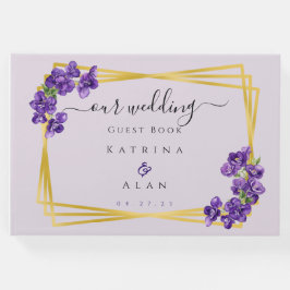 Deep Lila Violets Lavender Wedding Guest Book Gästebuch