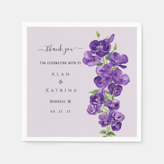Deep Lila Violets Paper Napkin Serviette (Vorderseite)