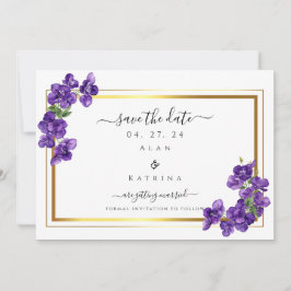 Deep Lila Violets Save the Date Card