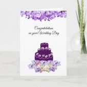 Deep Lila Wedding Cake Congratulation Card Karte (Vorderseite)