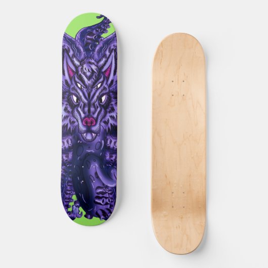 Deep Lila Wolf Tulu Skateboard (Vorderseite)