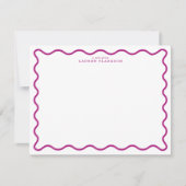 Deep Magenta Modern Wavy Border Note Card Einladung (Vorderseite)