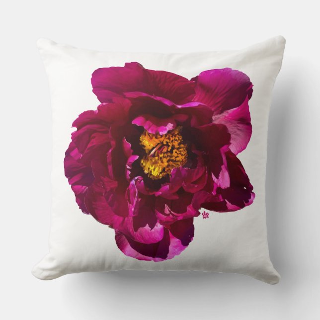 Deep Magenta Peony Throw Kissen (Vorderseite)