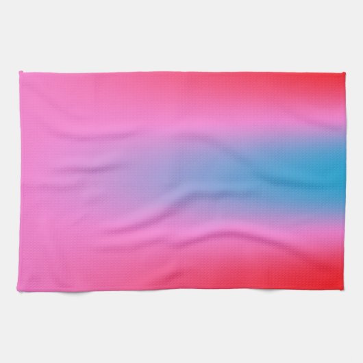 Deep Magenta Pink bis Rot & Blau Auric Ombre Geschirrtuch (Horizontal)