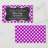 Deep Magenta Polka Dots; Chalkboard-Look Visitenkarte (Vorne/Hinten)