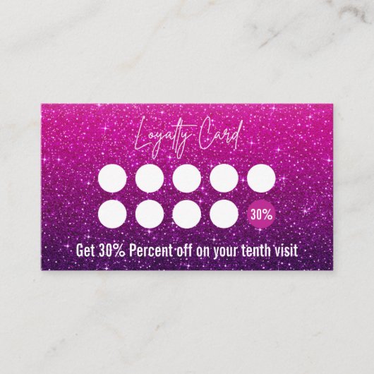 Deep Magenta und Violet Ombre Glitzer Lash Tech Treuekarte (Vorderseite)