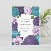 Deep Marine, Slate Orchid & Cloud Lilac Wedding Einladung (Stehend Vorderseite)