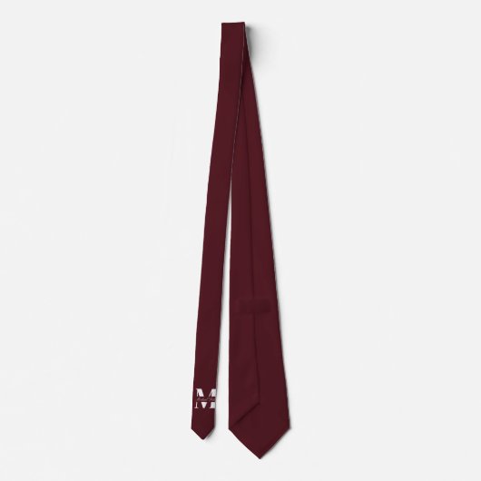 Deep Maroon | Custom Monogram Wedding Groomsmen Krawatte (Rückseite)
