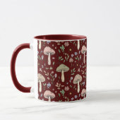 Deep Maroon Fungi Seamless Gothic Dark Academia Tasse (Links)