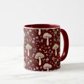 Deep Maroon Fungi Seamless Gothic Dark Academia Tasse (VorderseiteRechts)