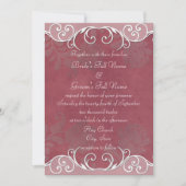 Deep Mauve Embossed Rose Wedites Einladungen (Vorderseite)