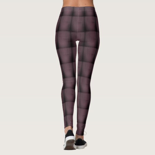 Deep Mauve Tufted Glitch Grid Pattern Leggings (Rückseite)