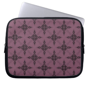 Deep Mauve und Black Damask Muster Laptopschutzhülle