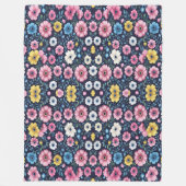 Deep Mitternacht Blumengarten Muster Sherpa Blanke Fleecedecke (Vorderseite)