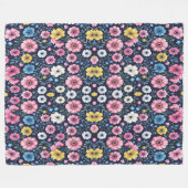Deep Mitternacht Blumengarten Muster Sherpa Blanke Fleecedecke (Vorderseite (Horizontal))