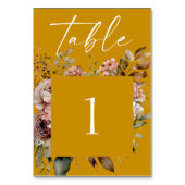 Deep Mustard Yellow Hochzeit im Herbst | Autumn Bo Tischnummer (Vorderseite)