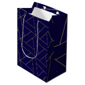 Deep Navy Blue & Gold Mittlere Geschenktüte (Vorderseite Schrägansicht)