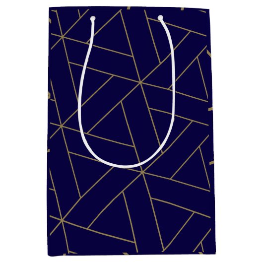 Deep Navy Blue & Gold Mittlere Geschenktüte (Vorderseite)