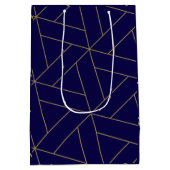 Deep Navy Blue & Gold Mittlere Geschenktüte (Rückseite)