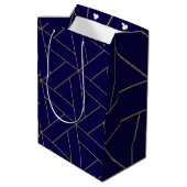 Deep Navy Blue & Gold Mittlere Geschenktüte (Rückseite Schrägansicht)