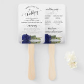 Deep Navy Blue Rose Elegantes Hochzeitsprogramm Fächer (Vorne und Hinten)