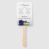 Deep Navy Blue Rose Elegantes Hochzeitsprogramm Fächer (Rückseite)