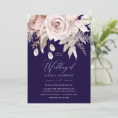 Deep Navy & Blush Designer Dusty Rose Wedding Einladung (Stehend Vorderseite)