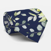 Deep Navy Eukalyptus Greenery Wedding Neck Tie Krawatte (Gerollt)