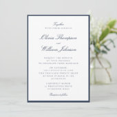 Deep Navy Framed Wedding Invitation Einladung (Stehend Vorderseite)