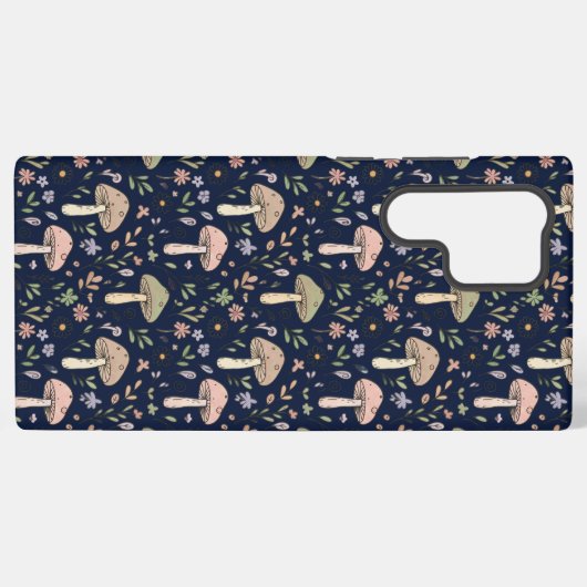 Deep Navy Fungi Seamless Pattern Moody Samsung Galaxy Hülle (Rückseite (Horizontal))