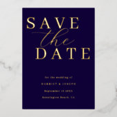 Deep Navy & Gold Foil Wedding Save The Date Folieneinladung (Vorderseite)