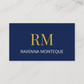 Deep Navy Gold Monogram Personalized Name Luxury  Visitenkarte (Vorderseite)