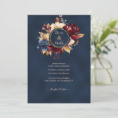 Deep Navy Herbsthochzeit Einladung (Stehend Vorderseite)