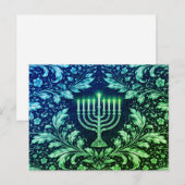 Deep Navy Menorah William Morris Pattern Postkarte (Vorne/Hinten)