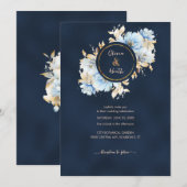 Deep Navy und Ice Blue Wedding Einladung (Vorne/Hinten)