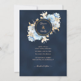 Deep Navy und Ice Blue Wedding Einladung