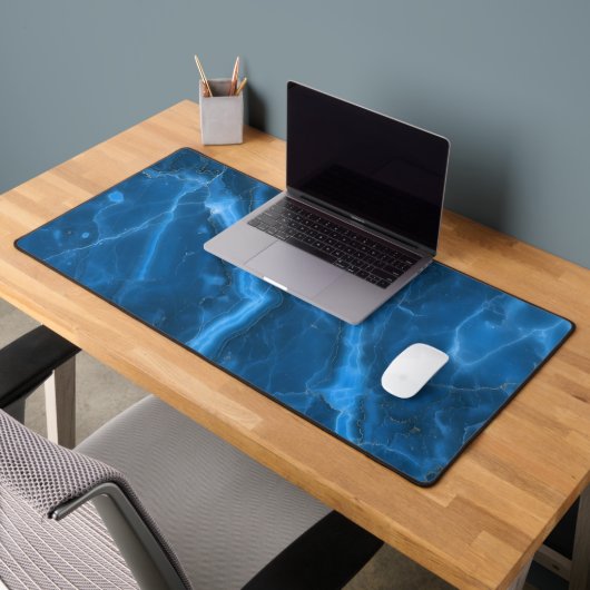 Deep Ocean Blue Agate Stone Abstract Large Office Schreibtischunterlage (Büro 2)