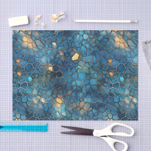 Deep Ocean Blue & Gold Watercolor Shell Decoupage  Seidenpapier (Handwerk)