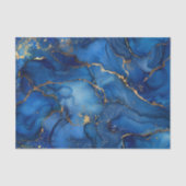 Deep Ocean Blue & Gold Watercolor Swirl Decoupage  Seidenpapier (Vorderseite)