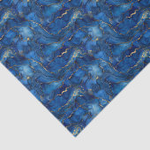 Deep Ocean Blue & Gold Watercolor Swirl Decoupage  Seidenpapier (Ausschnitt)