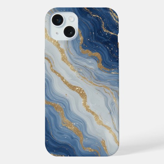 Deep Ocean Gold Marble Flow ✨ Elegante Abstraktion iPhone Hülle (Rückseite)
