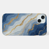 Deep Ocean Gold Marble Flow ✨ Elegante Abstraktion iPhone Hülle (Rückseite (Horizontal))