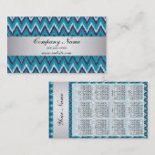 Deep Ocean Ikat ZigZag Pocket 2019 Kalender Visitenkarte (Vorne/Hinten)