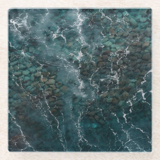 Deep Ocean Rock Texture Glasuntersetzer (Vorderseite)