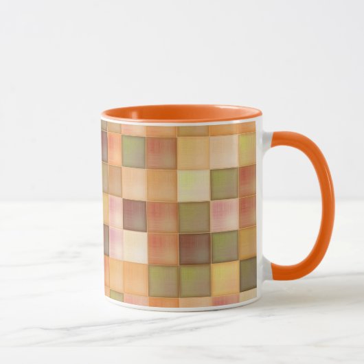 Deep Orange Square Patterected Tasse (Rechts)