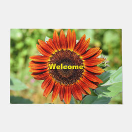Deep Orange Sunflower Welcome Mat Fußmatte