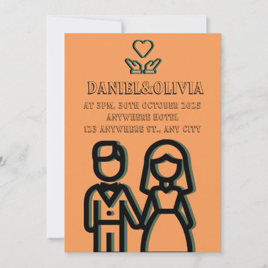 Deep Orange Wedding Einladung (Vorderseite)
