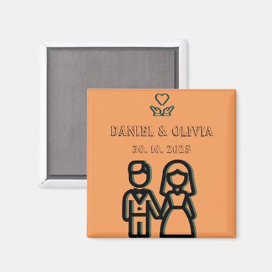 Deep Orange Wedding Magnet (Vorderseite/Rückseite)