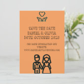 Deep Orange Wedding Save The Date (Stehend Vorderseite)