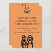 Deep Orange Wedding Save The Date (Vorne/Hinten)